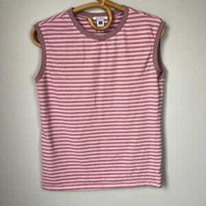 Gap Pink & Maroon Striped Tank Top Women's Large